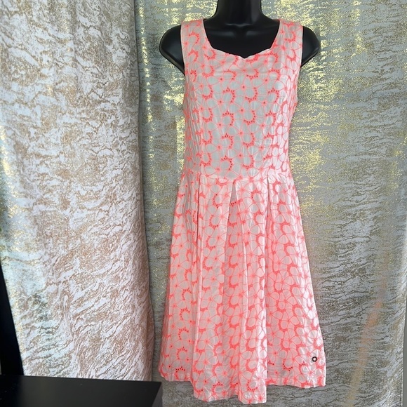 Anthropologie Nümph White/Neon Pink Embroidered 100% Cotton Dress Size 36 EU - Picture 3 of 14